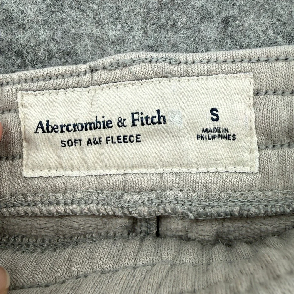 Abercrombie & Fitch Sweat Shorts Mens S Tan Embossed Logo Fleece Drawstring - Picture 12 of 16